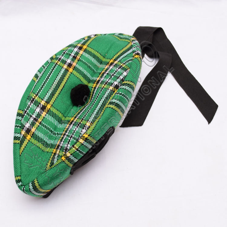 Irish National Tartan Glengarry Hat With Badge
