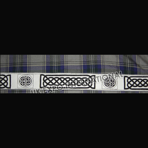 White Color Belt With Black Hand Embroidery And Black Backing