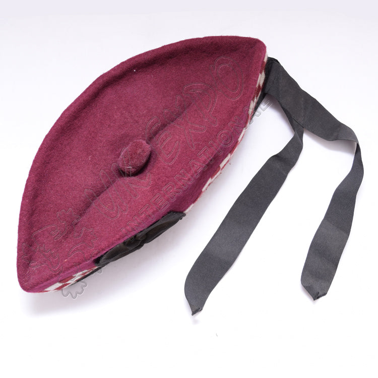 Airborne Maroon Glengarry Hat With White Dicing
