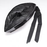 Black Leather Glengarry Hat With Black Silk Rosette