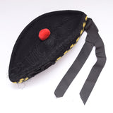 Black Glengarry Hat With Yellow Black Dicing