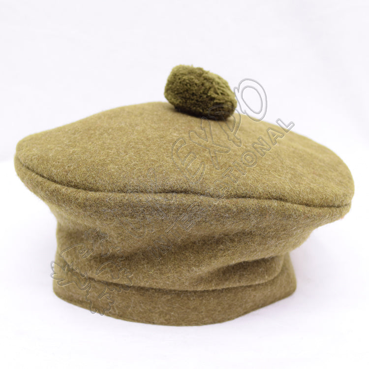 Canadian Khaki Military Bonnet With Khaki Pom Pom