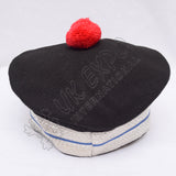 Balmoral Elegance Black Hat With Bold Red Pom Pom