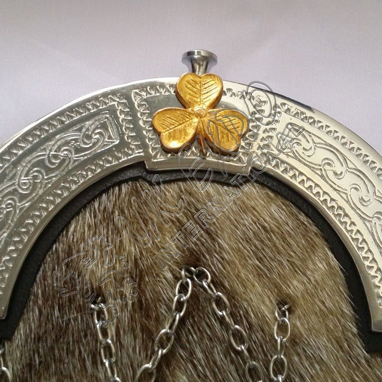 Gold Shamrock Seal Skin Kilt Sporran