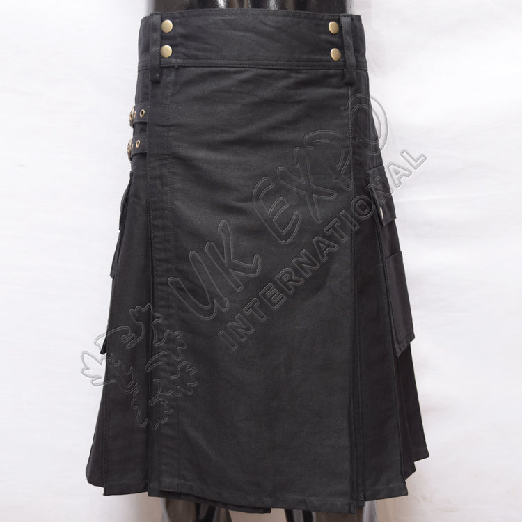 Modern Men's Black Utility Kilt