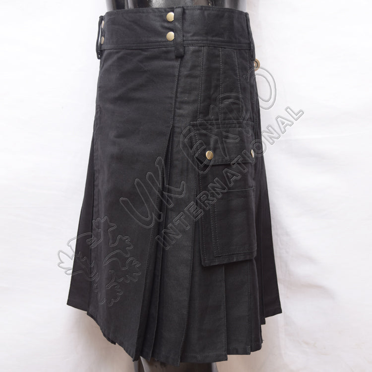 Modern Men's Black Utility Kilt