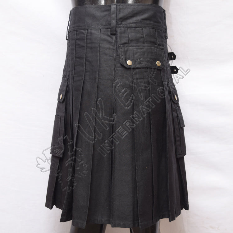Modern Men's Black Utility Kilt