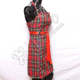 Royal Stewart Tartan Plaid Sleeveless Dress With Red Ribbon