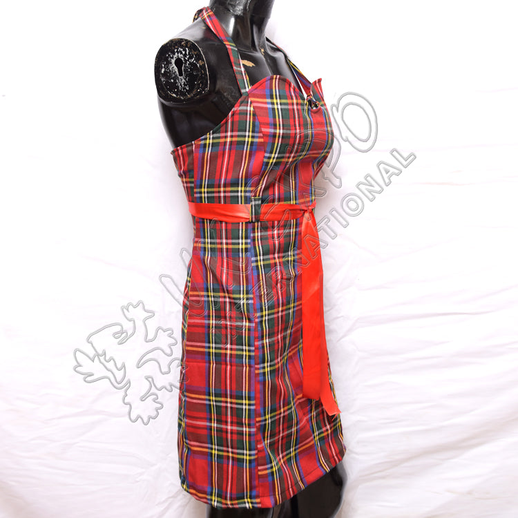 Royal Stewart Tartan Plaid Sleeveless Dress With Red Ribbon