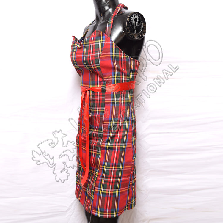 Royal Stewart Tartan Plaid Sleeveless Dress With Red Ribbon
