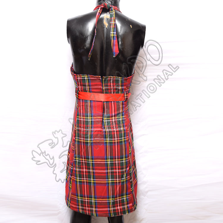 Royal Stewart Tartan Plaid Sleeveless Dress With Red Ribbon