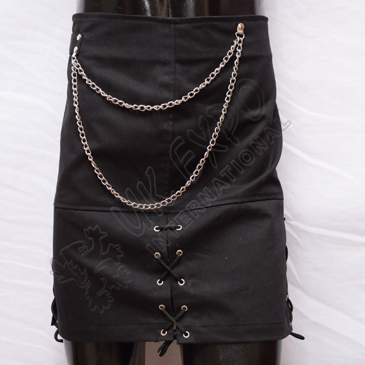 Black PC & Cotton Lace Skirt