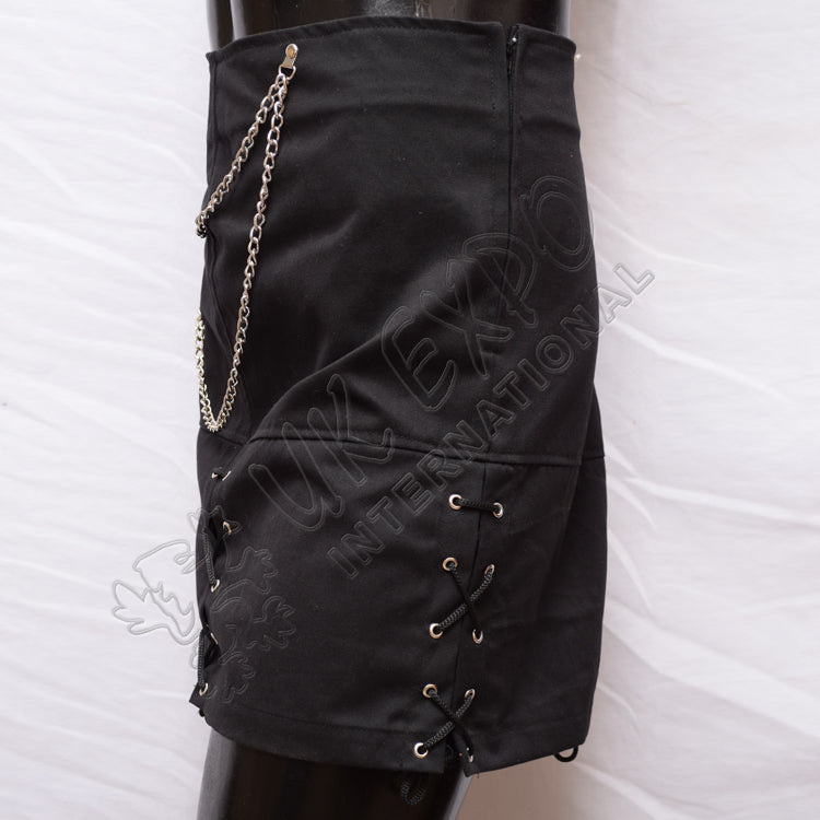 Black PC & Cotton Lace Skirt