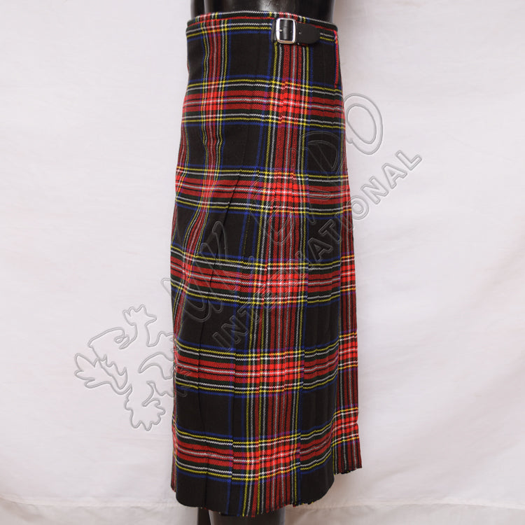 Black Stewart Tartan Ladies Long Skirt