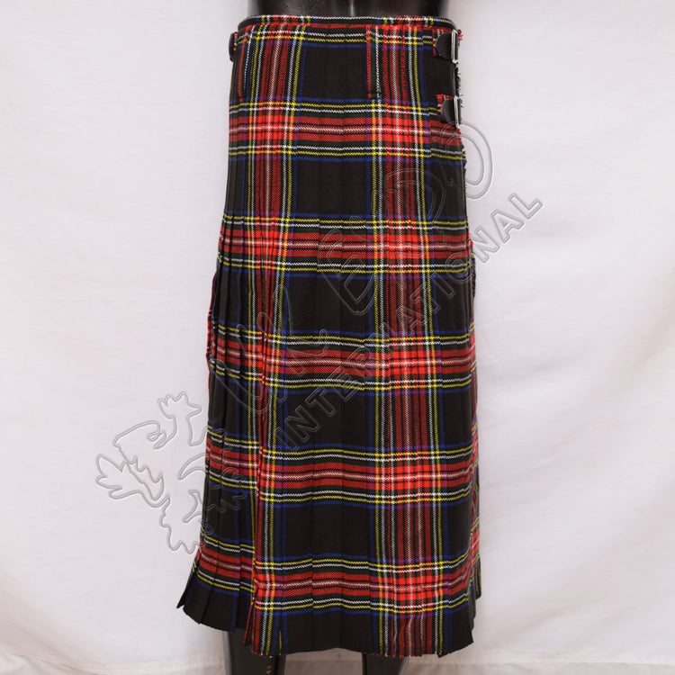 Black Stewart Tartan Ladies Long Skirt