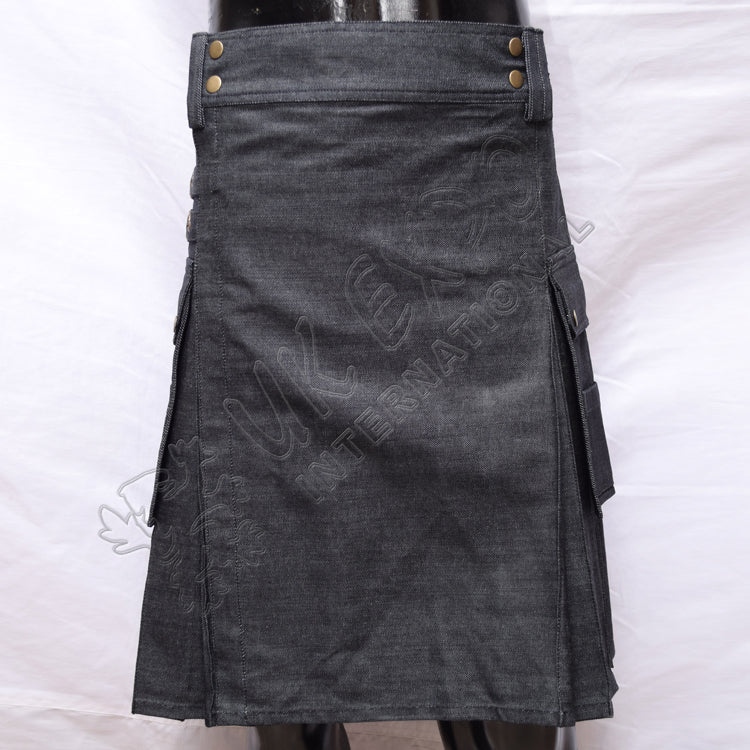 Black Box Denim Utility Kilt