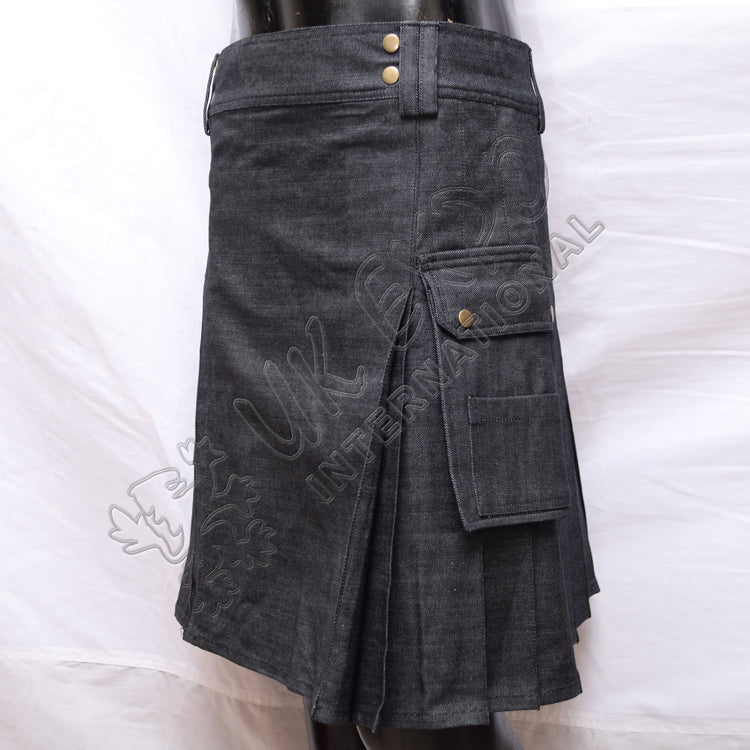 Black Box Denim Utility Kilt