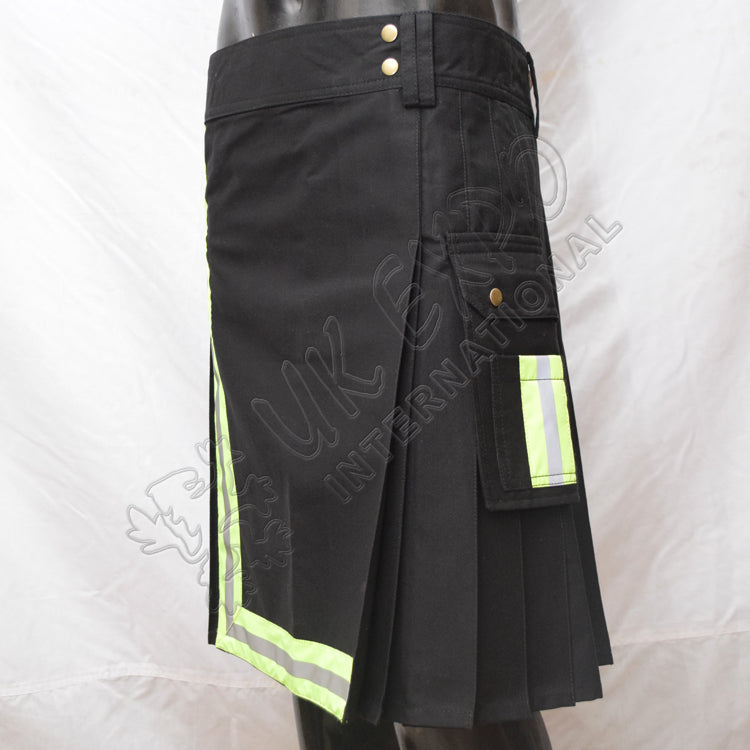 Black Fire Man Light Green Tape Utility Kilt
