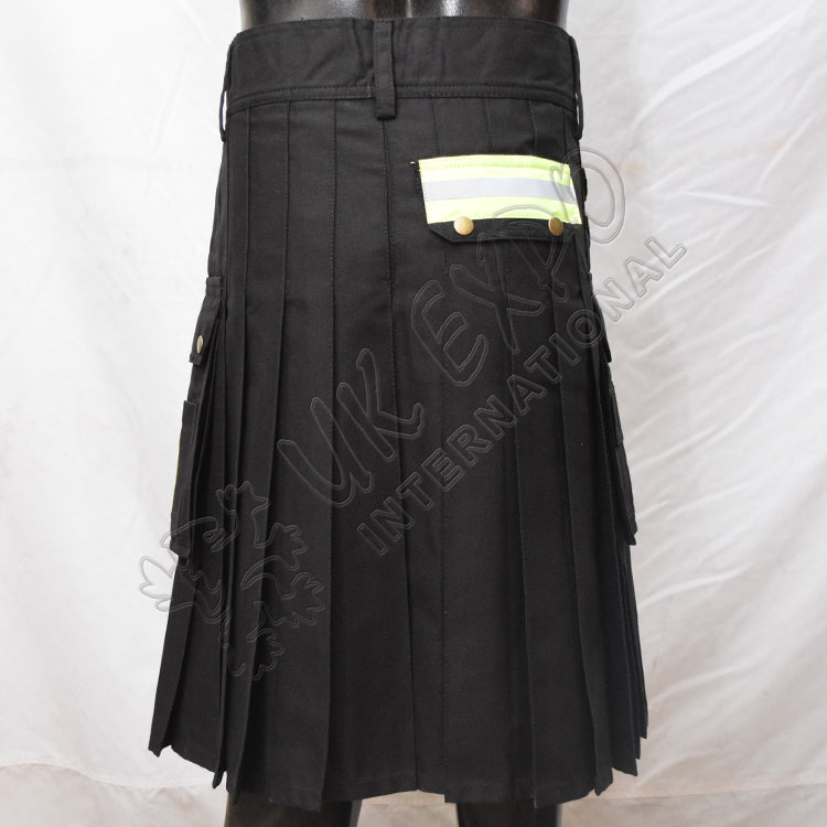 Black Fire Man Light Green Tape Utility Kilt