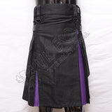 Black Hybrid Purple Box Pleat Utility Kilt