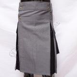 Hybrid Gray With Black Box Pleat Utility Kilt