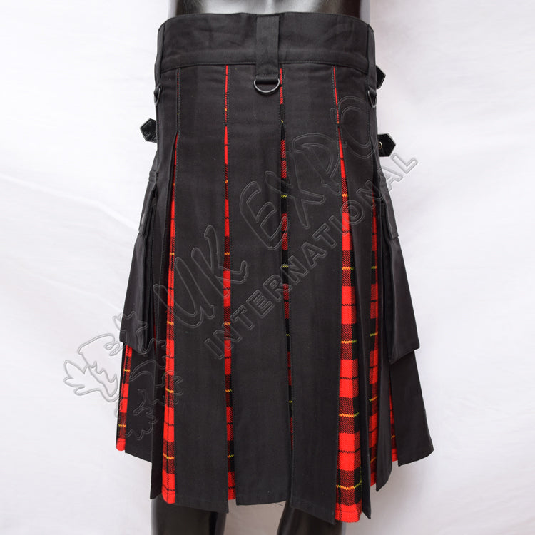 Black Hybrid Wallace Modern Tartan Utility Kilt