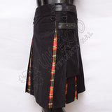 Black Hybrid With Red & Black Tartan Utility Kilt
