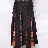 Black Hybrid With Red & Black Tartan Utility Kilt