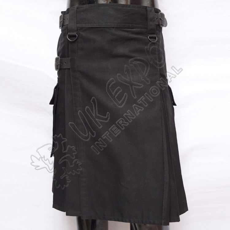 Modern Black Utility Kilt