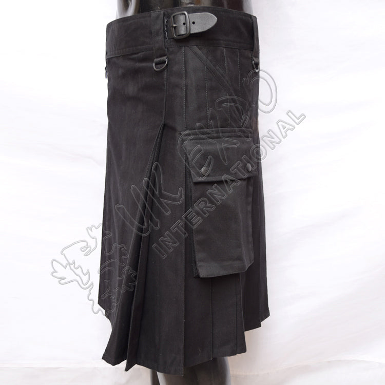 Modern Black Utility Kilt