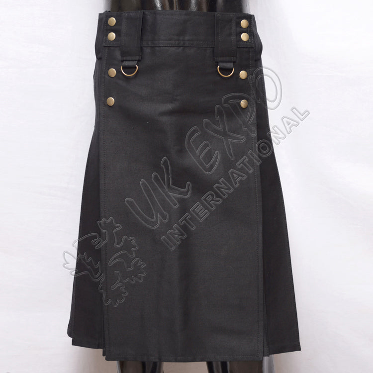 Modern Deluxe Black Utility Kilt