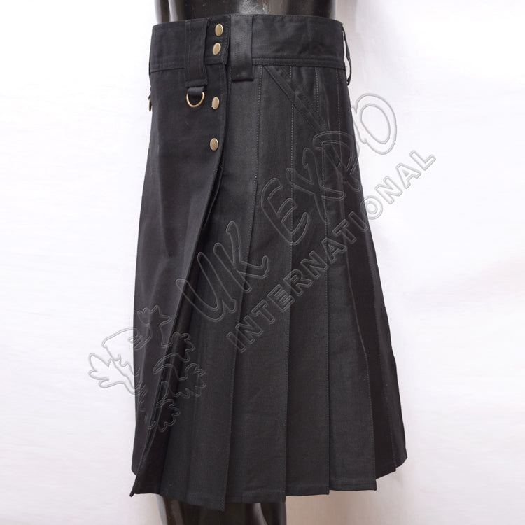 Modern Deluxe Black Utility Kilt