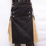Khaki With Black Color Two Tone Hybrid Kilt