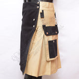 Khaki With Black Color Two Tone Hybrid Kilt