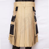 Khaki With Black Color Two Tone Hybrid Kilt