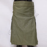 Olive Color Sports Casual Utility Kilt