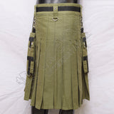 Olive Green Heavy Canvas Sports Casual Utility Kilt