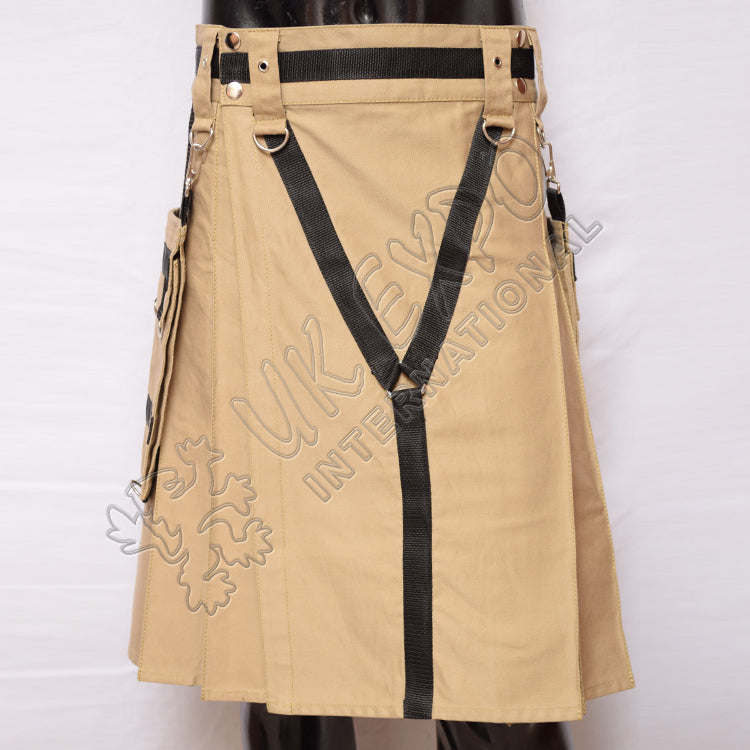 Y Style Khaki Heavy Canvas Tactical Webbing Utility Kilt