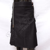 Gothic Zipper Black Utility Kilt
