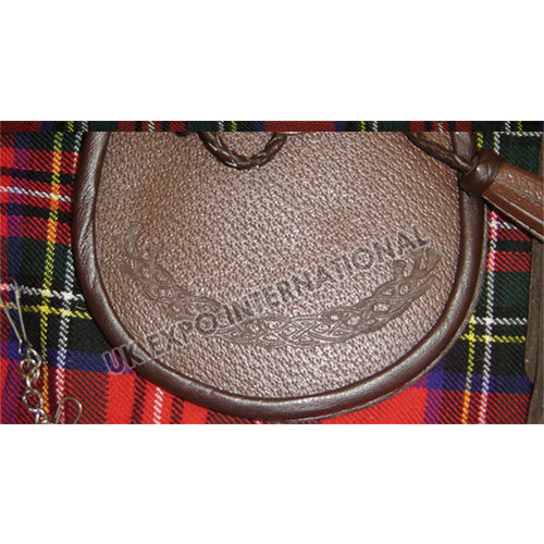 Dark Brown Leather Embossed Sporran