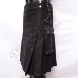 Gothic Zipper Black Utility Kilt