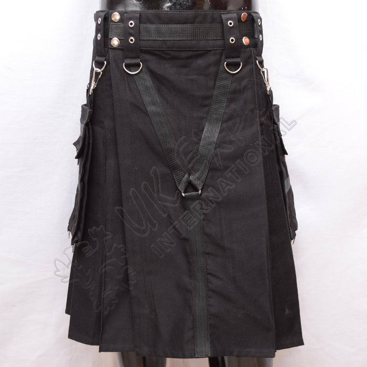 Y Style Heavy Duty Black Utility Kilt