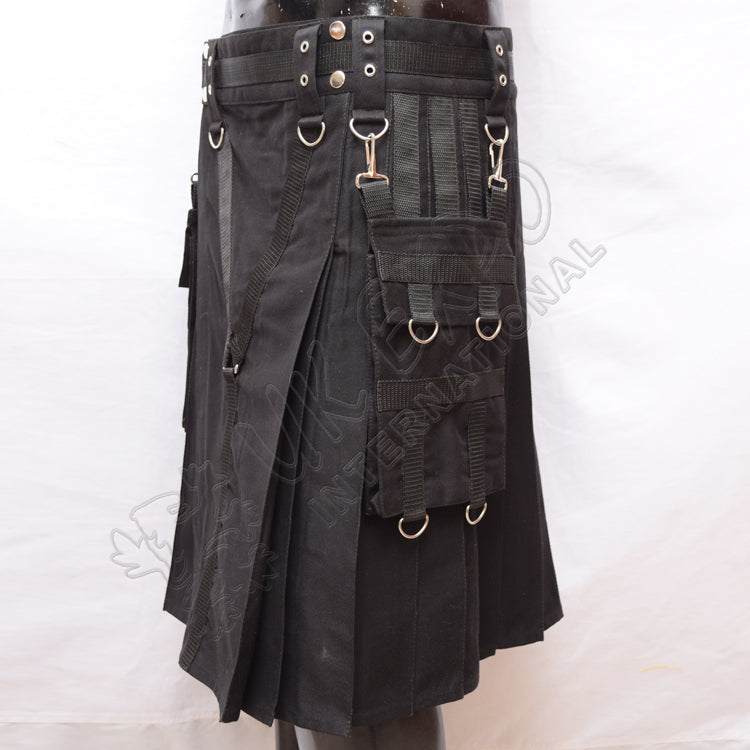 Y Style Heavy Duty Black Utility Kilt