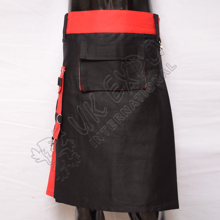 Red and Black Hybrid Two Tone Utility Kilt