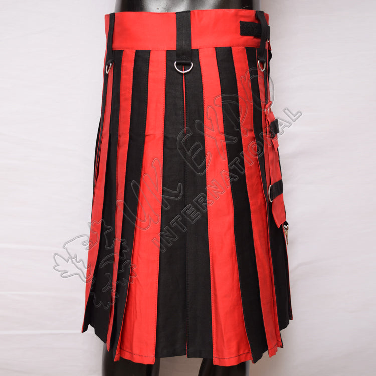 Red and Black Hybrid Two Tone Utility Kilt