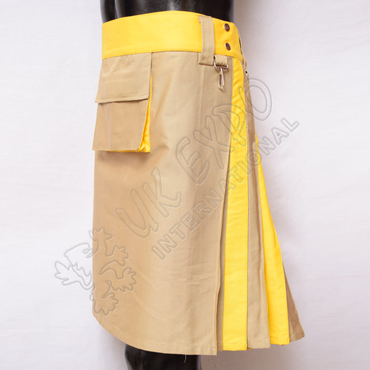 Khaki With Yellow Hybrid Two Tone Utility Kilt