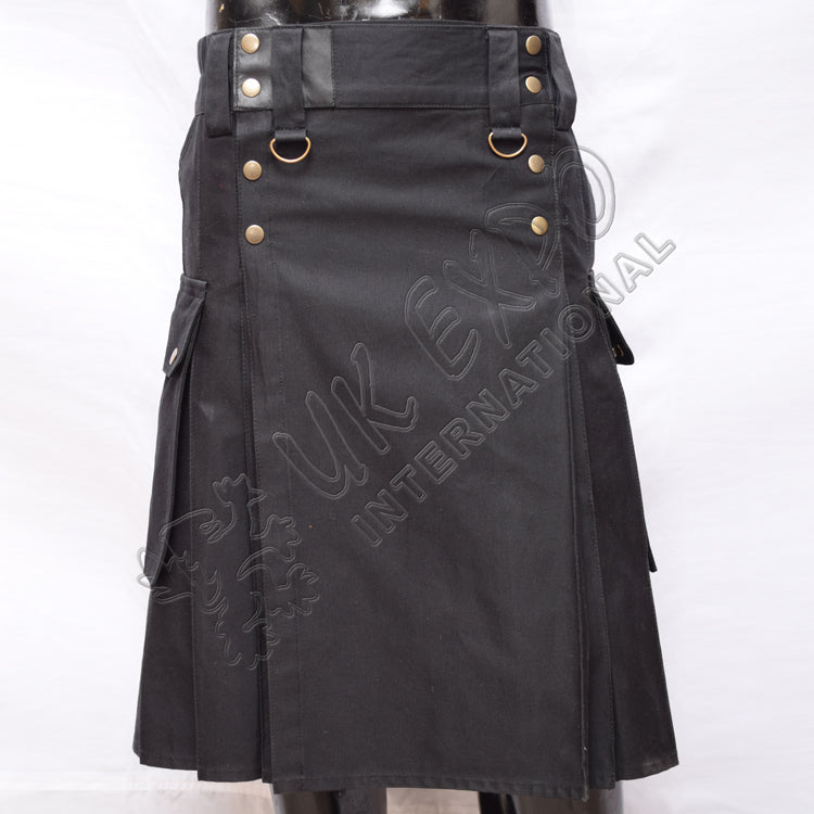 Youth Black Modern Deluxe Utility Kilt