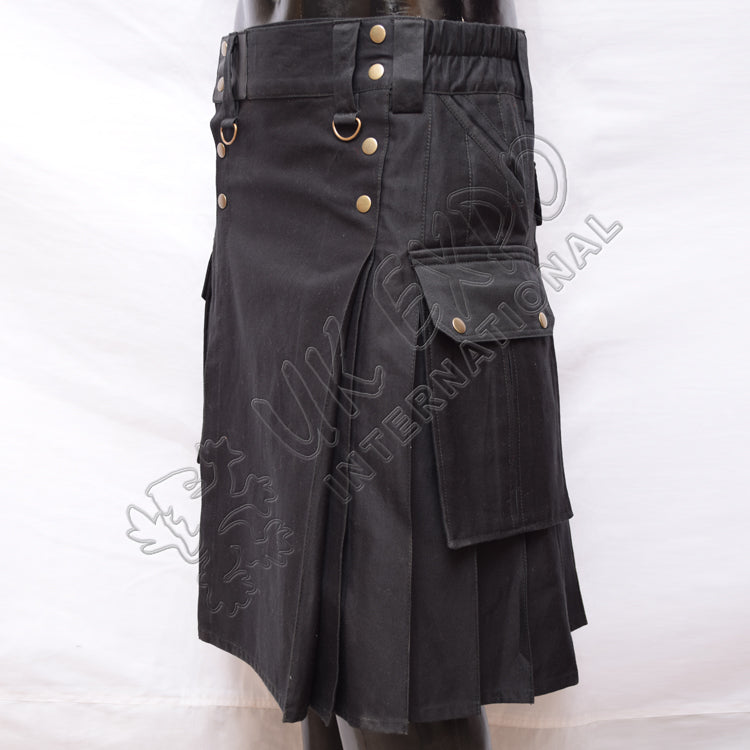 Youth Black Modern Deluxe Utility Kilt