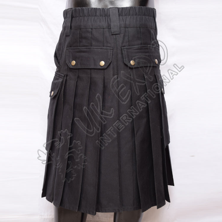 Youth Black Modern Deluxe Utility Kilt