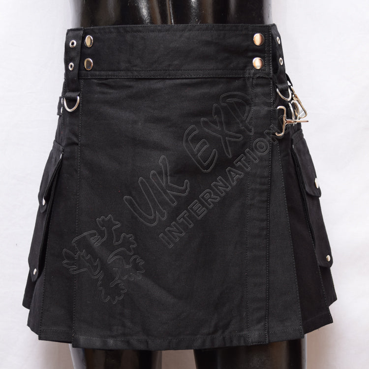 Black Ladies Utility Kilt